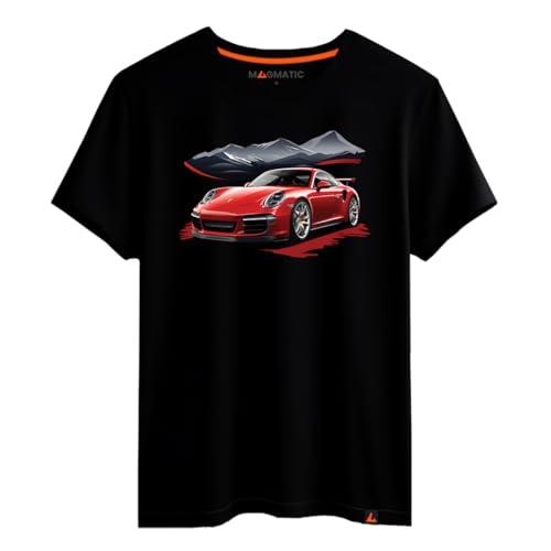 Magmatic - Maglietta Auto Sportiva per Uomo Unisex Bambino, Collezione Modern Car T Shirt Nera Premium 100% Cotone, Regalo Auto Sportiva, appassionato di Automobili, Fan di Auto