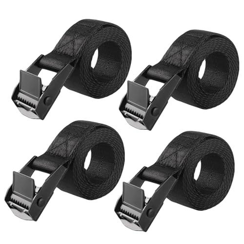 SHUBEIEUMI 4 PCS Cinghie di Fissaggio a Cricchetto, Cinghia di Ancoraggio con Chiusura, Adatto per Moto, Auto, Portabiciclette, 100cm x 2cm Cinghie di Tensione(Nero)