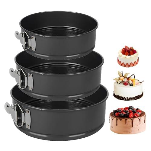 Tortiera Rimovibile,Professionale Teglia Da Forno Rotonda Springform,Stampo Torta Con Clip,In Rivestimento Antiaderente,3 Pezzi Rimovibile Stampi per Dolci(20/22/24 Cm),Per La Cottura Di Torte E Dolci