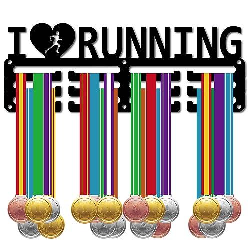 CREATCABIN Porta Medaglie da Corsa Appendiabiti per Medaglie Espositore Sport Metallo da Appendere in Ferro Supporto Piccolo Decorazione Premi per Parete Casa Badge Gara Corridore Maratona 29x10.6cm