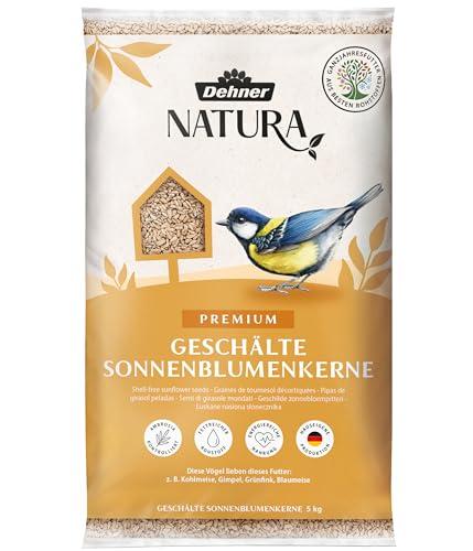 Dehner Natura Premium mangime per Uccelli, Semi di Girasole Non decorticati, Mangime integrativo per Alimentazione Tutto L'Anno, Cibi Grassi per cinciallegre, fringuelli e passeri, 5 kg
