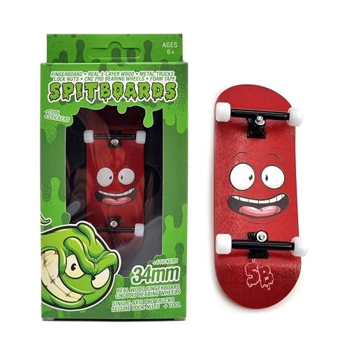 SPITBOARDS® Tastiera Professionale 34 mm x 96 mm, Tavola in Vero Legno, Pro Trucks Con Dadi Di Bloccaggio e Boccole, Ruote in Poliuretano Con Cuscinetti