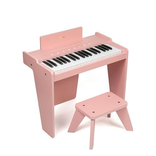 ZIPPY MAT Tastiera per bambini, pianoforte digitale a 37 tasti per bambini, strumento educativo musicale, pianoforte in legno per 3+ ragazze e ragazzi (Rosa Plus)