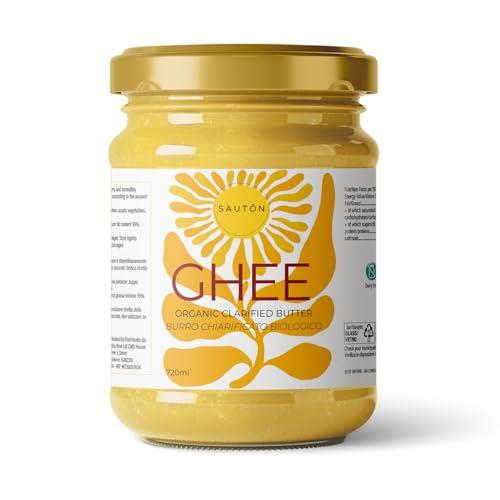 SAUTÓN Ghi Biologico 720 ml, Tradizionale Ricetta Ayurvedica, Burro Chiarificato, Ghee Bio, Gluten Free, Lactose free, Nuts free, Caseine free