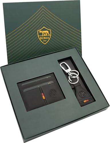 AS Roma 163448 Roma, Set Portacarte e Portachiavi Unisex Adulto, Nero, 20x15x3 cm