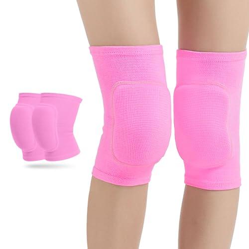 Ginocchiere rosa per bambini dai 7 ai 12 anni, morbide ginocchiere protettive con imbottitura in spugna spessa, per danza, wrestling, pallavolo, danza moderna e sport urbana