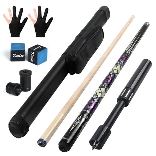 Kmise Stecca da biliardo da 58 '' 48 ~ 62 once con stecca di estensione in fibra telescopica, set professionale da biliardo in acero canadese fatto a mano, con custodia per stecche da biliardo in