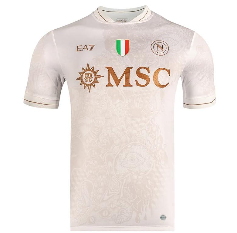 SSC NAPOLI Maglia Gara Away, Sand, EA7 Prodotto Ufficiale, Maglia Calcio 2025/2026, XL