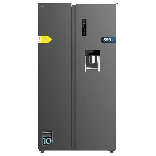 Cecotec Frigorifero Americano da 559 Litro Bolero Coolmarket SBS 562 Dark D. 177 cm di altezza e 90 cm di larghezza, classe D, flusso multi -aria, totale senza gelo, inverter plus motore
