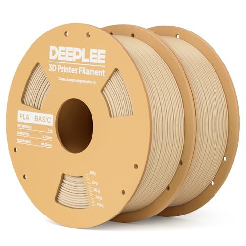 DEEPLEE PLA Basic 1,75mm Filamento,precisione ±0.02mm.Avvolto perfettamente e anti-ostruzione.Compatibile con la maggior parte delle stampanti FDM, beige,2kg.
