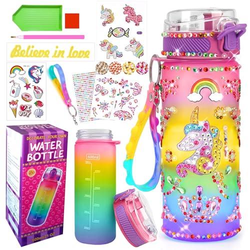 PUWOWYE Regalo Unicorno per Ragazza 5-10 anni, Kit di Artigianato Bottiglia da bere per Bambini, Bottiglia D'acqua Artigianato Diamante Pittura Bambini Compleanno Giocattoli per Ragazze 4-12 anni