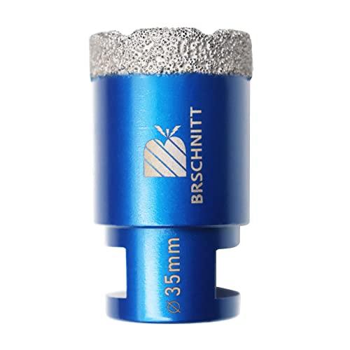 Punta per Trapano Diamantata 35mm- BRSCHNITT Vacuum Brasato Foretto Diamantato con Filettatura M14 per Porcellana Piastrella Granito Marmo Taglio a Secco.