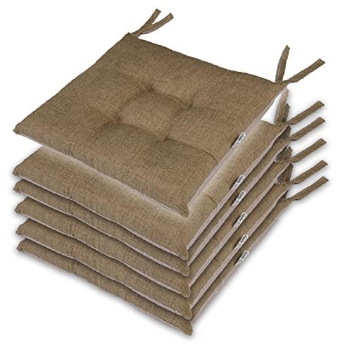 Leonardo Home - set 6 cuscini sedia da cucina double face , cuscino 4 punti con lacci imbottito - cuscini coprisedia da cucina - 100% Made in Italy