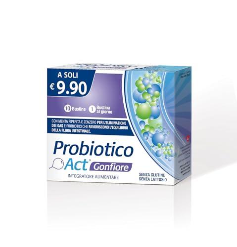 Probiotico Act Gonfiore, Integratore Alimentare con 3 Miliardi di Probiotici per la Regolare Motilità Gastrointestinale, Senza Glutine e Lattosio - 1 Confezione da 10 Bustine