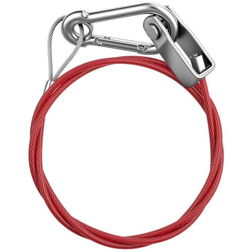 URAQT Cavo Sicurezza Rimorchio, 1 M Cavo di Sicurezza per Rimorchi e Caravan, con Moschettone, Carico di Rottura 150 kg, Acciaio Inossidabile Freno per Rimorchio, Diametro del Filo 4mm