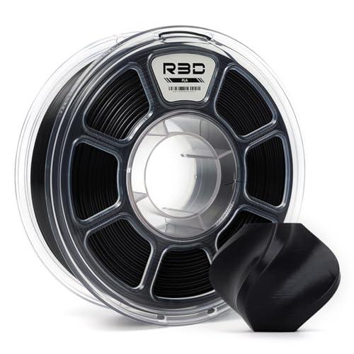 R3D Filamento 3D PLA da 1,75 mm, 0-370 mm/s, stampa ad alta velocità, precisione dimensionale +/- 0,02 mm, bobina di plastica trasparente da 1 kg, filamento per stampa 3D(Nero)