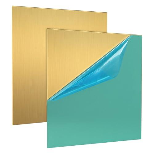 LALAGO 2 Pezzi 15x15cm Piastra in Ottone 1mm, Lamiera Sottile, Piastra in Lamina di Metallo Giallo, Nessun Graffio per il Taglio Fai da Te Craft Making