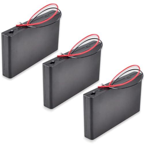 Greluma 3 Pz Portabatterie 12V 8xAA con conduttori, scatola porta batterie in plastica AA a 8 slot con interruttore ON/OFF