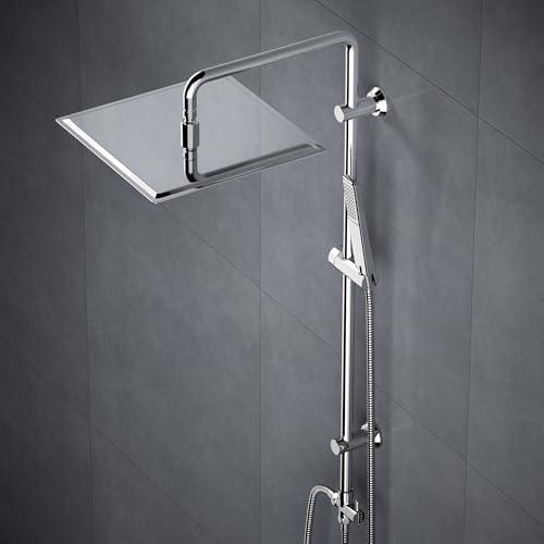 Görbach Colonna Doccia Acciaio Inox Senza Miscelatore Fori Muro Regolabili Set Doccia a Pioggia Con Soffione Doccia in acciaio INOX 30 * 30 quadrato