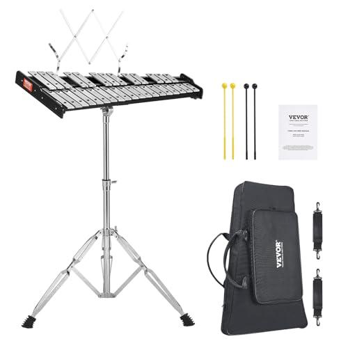 VEVOR Kit Campana Xilofono Glockenspiel a 32 Note, Set di Strumenti a Percussione Professionale con Mazze, Bacchette, Leggio, Supporto Regolabile e Borsa per il Trasporto per Studenti e Adulti