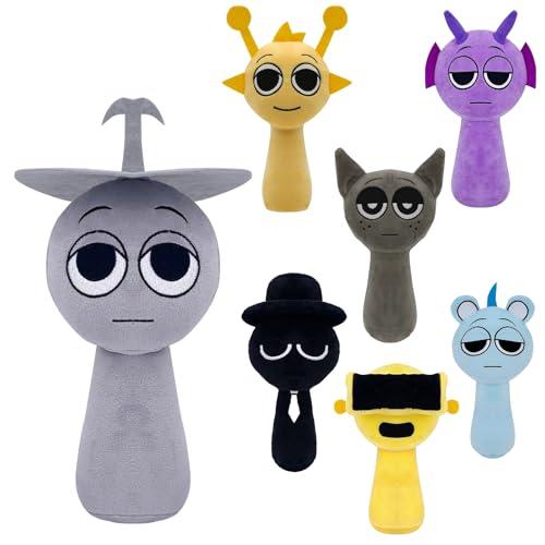 DHINCHANSAIB Sprunki Plush - Peluche Sprunky Wenda e Grigio da 10'', Morbidi e Divertenti Giocattoli di Peluche per Compleanni di Fan e Amici (Light Gray)