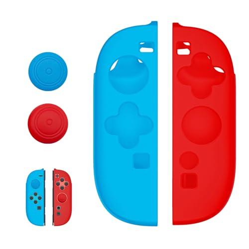 Haofun Custodia per Nintendo Switch 2 per Controller Joy Con, Custodia Protettiva in Silicone, Antiscivolo, Antigraffio, Impermeabile, Accessorio - Blu + Rossa