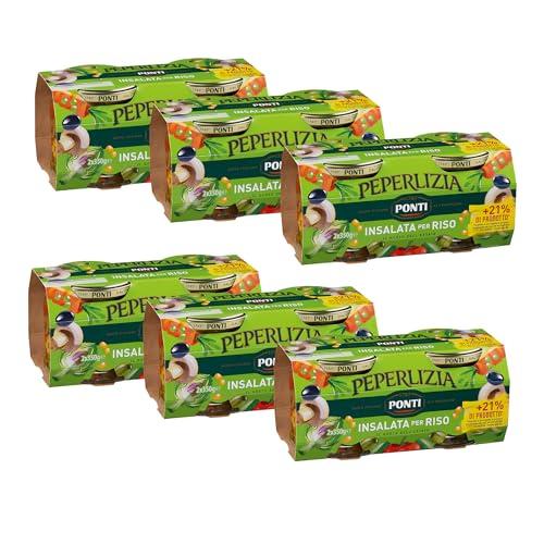 Ponti, Insalata Per Riso Bis Peperlizia, Insalata di Riso Ricca di Sapori e di Ingredienti di Qualità Freschi, 100% Made in Italy, 6 Vasi da 350 g