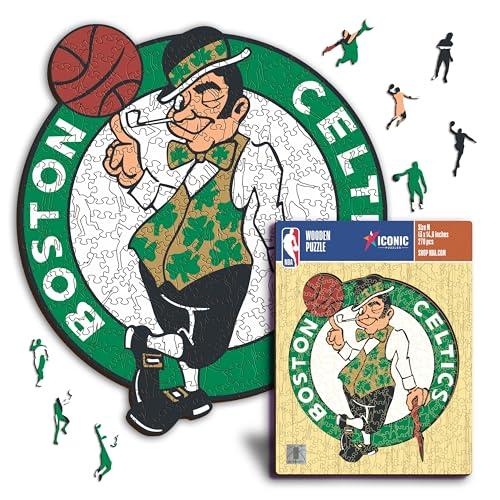 Iconic Puzzles - Boston Celtics, Logo, Puzzle di Legno con licenza ufficiale NBA, 100% sostenibile, regalo per adulti e bambini, taglia S, 150 Pz