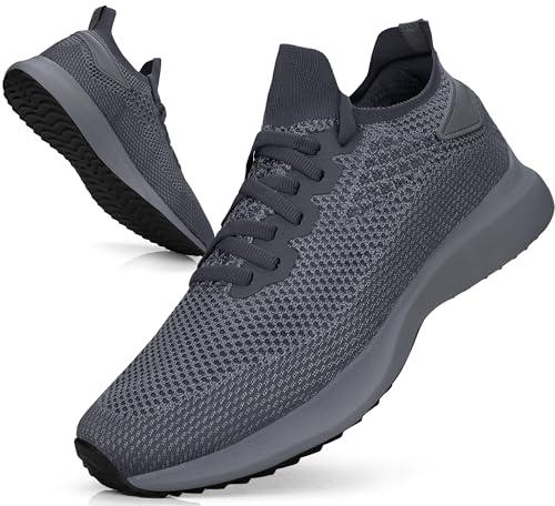 Giniros Scarpe Uomo Sneakers Scarpe Running Corsa Ginnastica Camminata Traspiranti Mesh Sportive Palestra Trekking Basket Outdoor Fitness Jogging Grigio Scuro 44EU