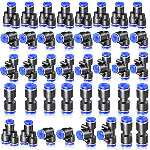 ERGAOBOY 40 Stück 8mm OD giunto pneumatico premere per connettersi Kit di montaggio, 10 GerOD giunto pneumaticoen 10 Winkelstücke 10 T Stücke 10 Splitter
