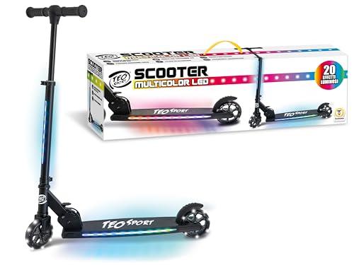 Teo Sport, Monopattino 2 Ruote Pieghevole, in Alluminio per Bambini con Luci LED, Altezza Regolabile, 20 Effetti Luminosi, Scooter 2 Ruote per Bambino e Bambina dai 5 Anni, Sostiene MAX 50 KG