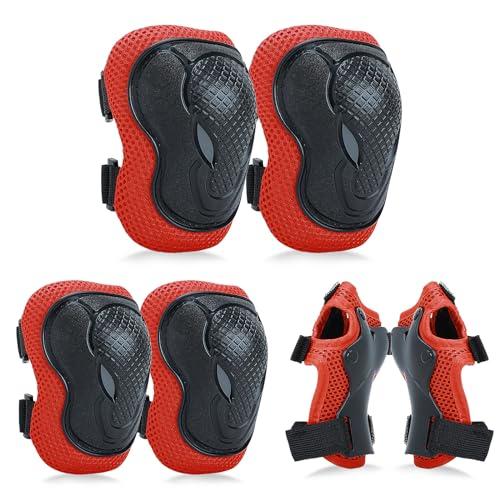 YOOXARMOR Set di Protezioni per Bambini da 3 a 8 Anni, Ginocchiere, Gomitiere, Polsiere Regolabili per Pattini a Rotelle, BMX, Bici,Ciclismo,Skateboard,Pattini in linea,Monopattini[6 Pezzi]