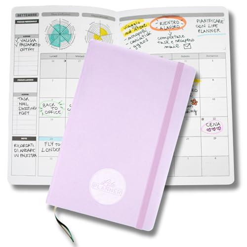 Life Planner, Agenda Motivazionale Made in Italy, Agenda 16 Mesi, da Settembre 2025 a Dicembre 2026, Planner Settimanale e Mensile, Spazi Dedicati a Pensieri e Riflessioni (Pastel Violet)