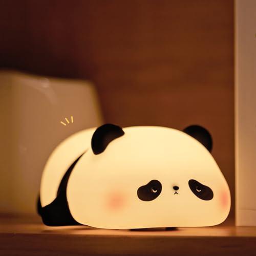 URAQT Panda Lampada, Panda Luce Notturna Bambini, Silicone Lampada Notturna con Sensore Tattile, Luce Notturna Bambini con Funzione Timer, Dimmerabile e Ricaricabile USB, Controllo Touch,per Bambinis