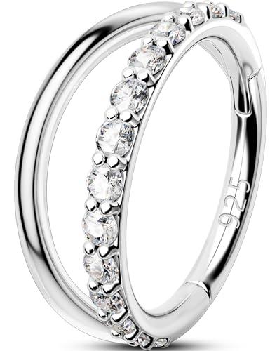 OUFER 18G Anello Naso Argento 925 Piercing Naso CZ Trasparente Seamless Open Piercing Naso Nostril 8 mm Nose Ring Piercing Naso Donna Anellino Nose Hoop