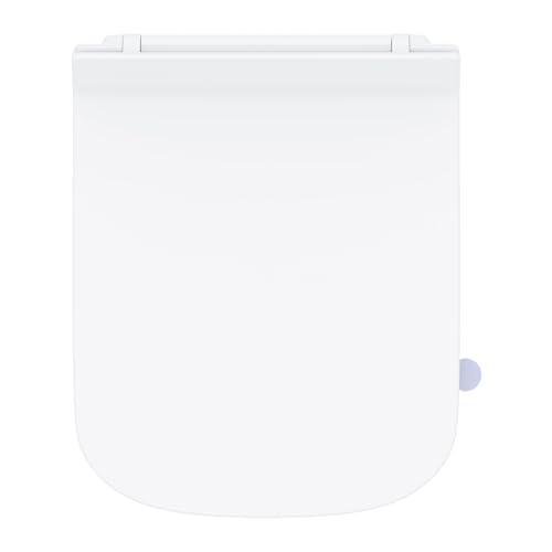 SREWOHS PRO Tavoletta wc Universali Forma Quadrata [CORTO], Sedile WC Urea-Formaldeide Chiusura Ammortizzata Tavoletta wc con Sgancio Rapido a un Pulsante, Testato fino a 150 kg, Bianco,42,5 * 34.5CM