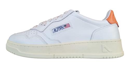 AUTRY Scarpe Sneakers Unisex in Pelle LL26 Bianco e Arancione (Sistema Taglie Calzature EU, Adulto, Numero, Media, 44)