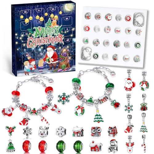WEVOL Calendario Avvento 2025 Bambina Natale Ragazze Calendario dell'avvento Gioielli Fai da Te Artigianato Regali 5-12 Anni Braccialetti con Ciondoli Regalo di Natale Ragazze 5 6 7 8 9 10 11 12 Anni