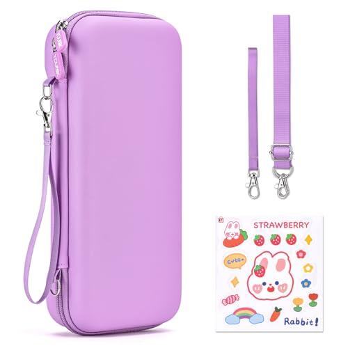 Younik Switch 2 Custodia Compatibile con NS Switch 2 (2025), Custodia con 19 Slot per Schede di Gioco, Accessori per Switch 2 Tracolla, Cinturino da Polso e Adesivi (Viola)