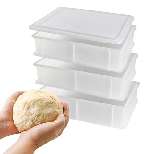 CookandSupply Contenitore per Lievitazione Pizza E Pane BPA-free - Cassette Portaimpasto Certificate di Grado Alimentare - Made in Italy - 3 Box Impilabili 40x30x10 + 1 Coperchio