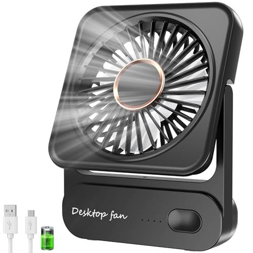Ajgvq Ventilatore da Tavolo, 3 Velocità Ventilatore USB Ricaricabile di Batteria, Piccolo ma Potente, Ventilatore Scrivania Silenzioso, Ventilatore Portatile per Viaggio, Interno, Esterno, Regalo