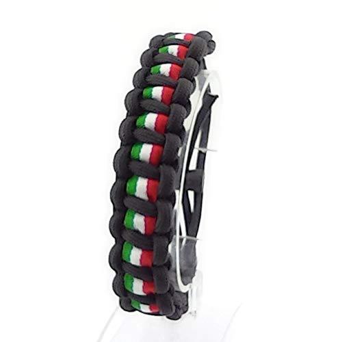 Bracciale regolabile ITALIA di paracord 550, NERO