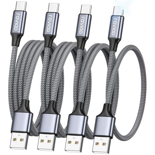 RAVIAD Cavo USB Type-C [4Pezzi, 0.5m 1m 2m 3m] Cavo USB C Ricarica Rapida 3A QC 3.0 Nylon Intrecciato Cavo USB Tipo C per Samsung Galaxy S24/ S23/ S22/ S21/ S10, iPhone 15 Pro Max, Pixel 8 7, OnePlus