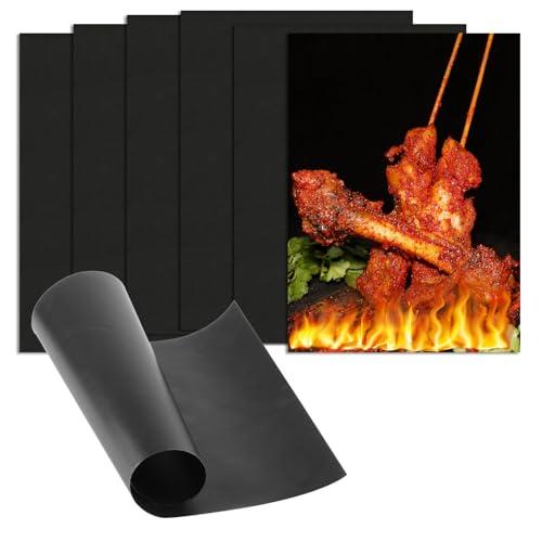 6 Pz BBQ Griglia Tappetini Barbecue, Tappetino Barbecue Gas, 40x30 cm BBQ Griglia Tappetini per Barbecue Antiaderente Resistente al Calore Riutilizzabili per Carbone Gas Accessori Barbecue Elettrico