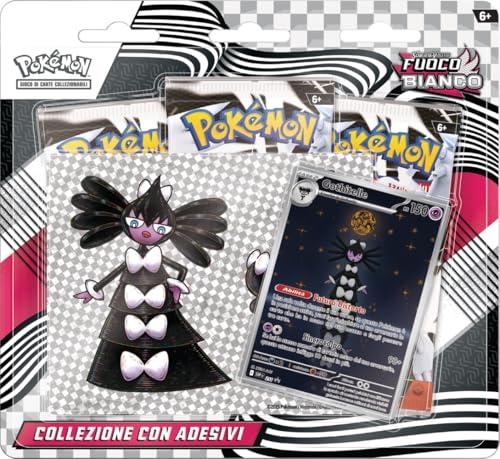 Pokémon: collezione con adesivi (Gothitelle) dell’espansione Scarlatto e Violetto - Fuoco Bianco del GCC (carta promozionale olografica e tre buste di espansione)