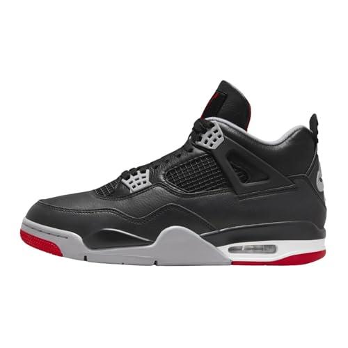 Nike Uomini Air Jordan 4 Retro Running, NERO/ROSSO FUOCO-GRIGIO CEMENTO-BIANCO SUMM, 6 UK (7 US)