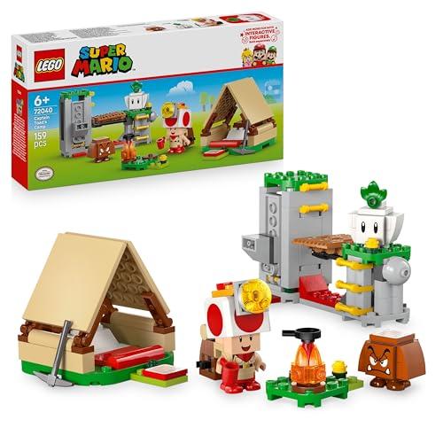 LEGO Super Mario In Campeggio con Capitan Toad - Giocattolo Interattivo con 3 Figure tra cui un Goomba, una Tenda e un Ponte che Crolla - Regalo da Gaming per Bambini e Bambine da 6 Anni in su - 72040