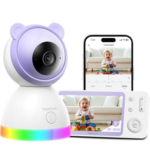 YESIMOM 2K Baby Monitor Video e Audio, Telecamera Bambini Supporto Controllo Tramite Cellulare APP & 5