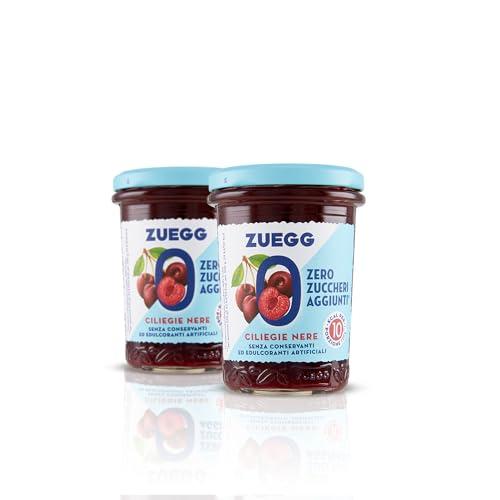 Zuegg, Composta Zero Zuccheri Aggiunti Ciliegie Nere, 60% di Frutta, Solo 10 Calorie per Porzione - Senza Glutine, Conservanti ed Edulcoranti Artificiali, Prodotto Vegano (2 x 220 grammi)