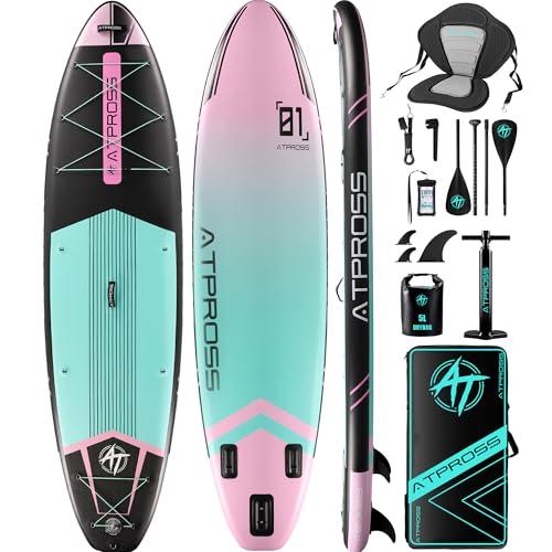 ATPROSS Tavola gonfiabile per stand up paddle con sedile per kayak, tavola da SUP premium per adulti, 204,1 kg extra larghe, per yoga, pesca, paddle board fusto viola